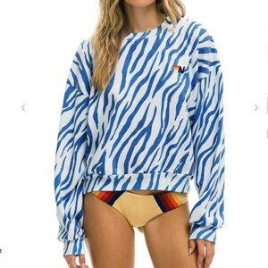 Aviator Nation Relaxed Fit Crew Sweatshirt - Blue Tiger M
